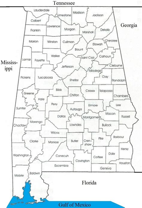The 67 Counties In The State Of Alabama Usa Modified From Reynolds