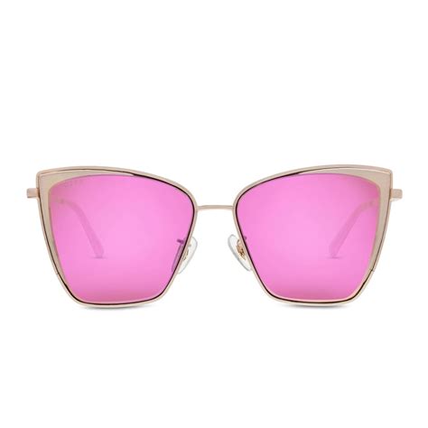Becky Cat Eye Sunglasses Rose Gold And Pink Mirror Lenses Diff Eyewear