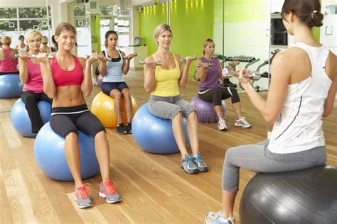 Women Taking Part In Gym Fitness Class Stock Image Image Of Fifties Healthy 54968823