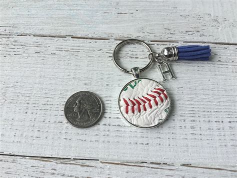 authentic baseball key chain with seams etsy uk