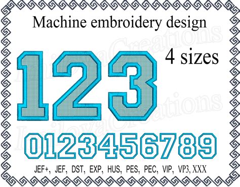 Machine Embroidery Design Applique Number Embroidery Files Set Etsy