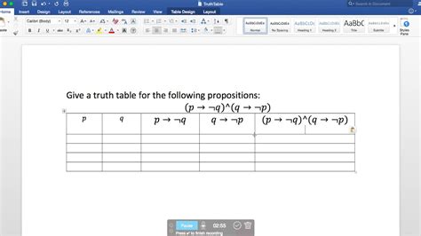 How To Build A Truth Table For Compound Proposition Youtube