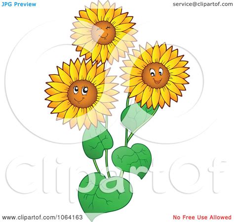 Clipart Happy Sunflowers Royalty Free Vector Illustration By Visekart