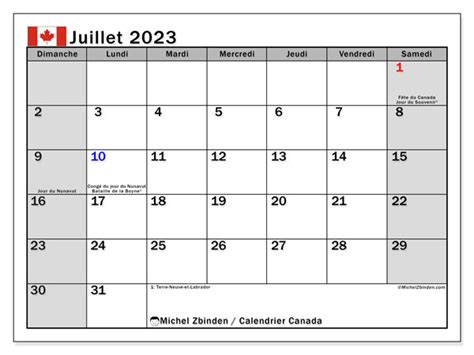 Calendrier Juillet 2023 Imprimer 481ds Michel Zbinden Be