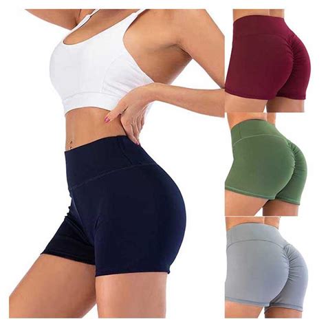 2021 women yoga shorts solid high waist sports running leggings ladies tummy control gym workout