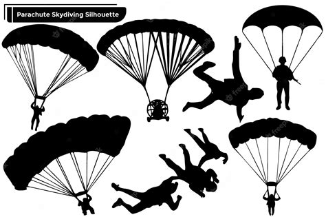 Premium Vector Parachute Skydiving Or Hang Gilder Of Black Silhouette