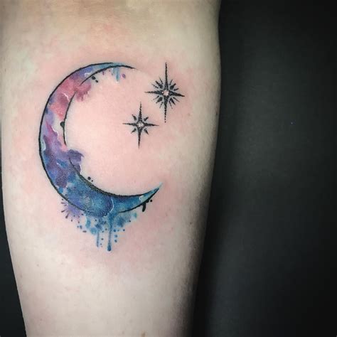 Small Watercolor Crescent Moon Tattoo Viraltattoo