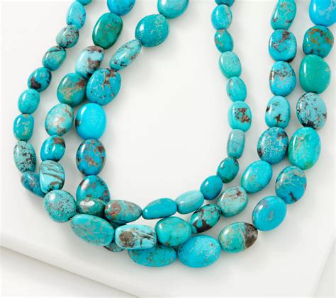 American West Triple Strand Turquoise Sterling Silver Necklace Qvc Com