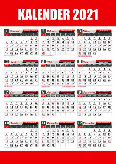 Kalender 2021 Lengkap Dengan Tanggalan Jawa Dan Hijriyah Template