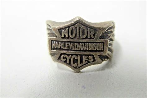 Vintage 925 Sterling Silver Harley Davidson Ring Gem