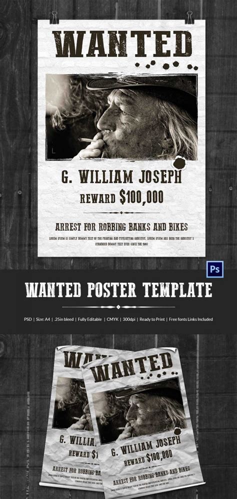 Wanted Poster Template 34 Free Printable Word Psd Illustration
