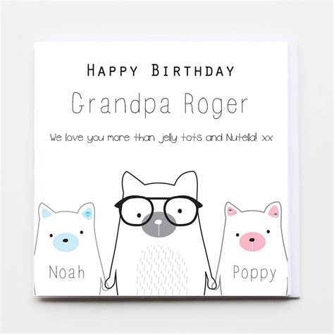 Birthday Bear Grandpa Greeting Card By Buttongirl Designs