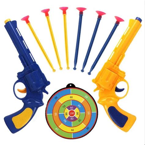 Two Soft Air Guns Six Soft Bullet Targetset Childrens Shooting Toys