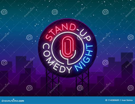 stand up comedy show is a neon sign neon logo symbol bright luminous banner neon style