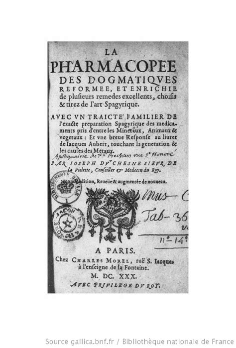 La Pharmacopée Des Dogmatiques Réformée Et Enrichie De Plusieurs