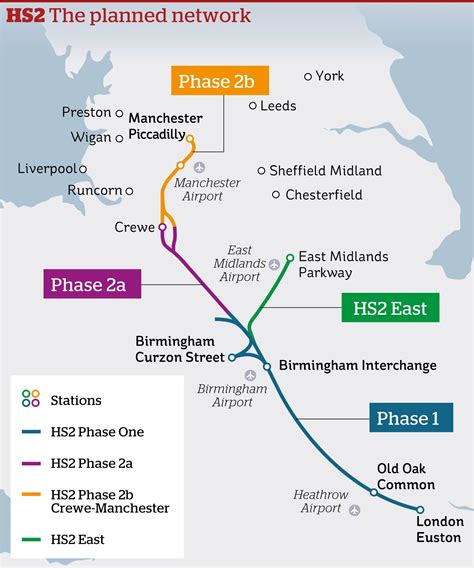 Hs2 Route Map When Each Phase Of The High Speed Rail Line Will Open