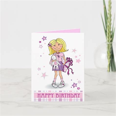 Happy Birthday Blonde Girl With T Birthday Card Uk