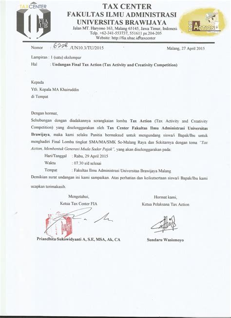 Setelah selesai melaksanakan kegiatan ulangan akhir semester pada. Contoh Surat Undangan Lomba - Sample Surat Undangan