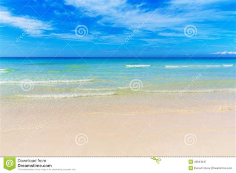 Tropical Beach And Beautiful Sea Blue Sky With Clouds In The Ba Stock