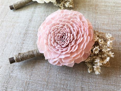 Sola Wood Flower Boutonnière Blush Pink Wedding Bouquet Kits Diy