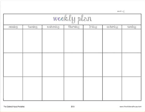 Blank Days Of The Week Calendar Free Letter Templates