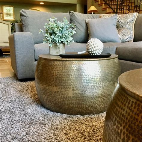Not just a furniture maker, but an aspirational lifestyle brand, pottery barn was founded in the 1950s along the docks of west chelsea. Bermuda Hammered Brass Coffee Table | Pottery Barn in 2020 ...