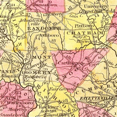 Vintage Map Of North Carolina 1847 By Teds Vintage Art