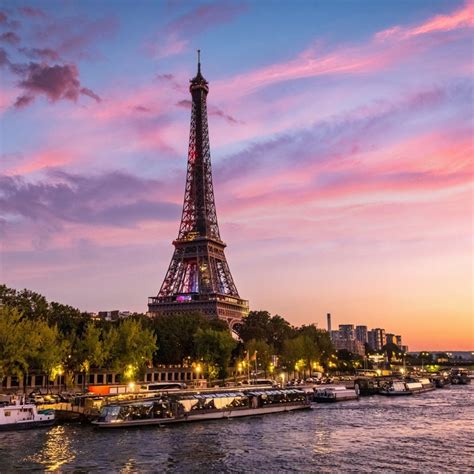 Eiffel Tower With Beautiful Sunset Travel Off Path