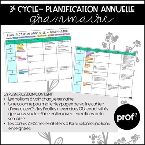 3e Cycle Planification Annuelle En Grammaire