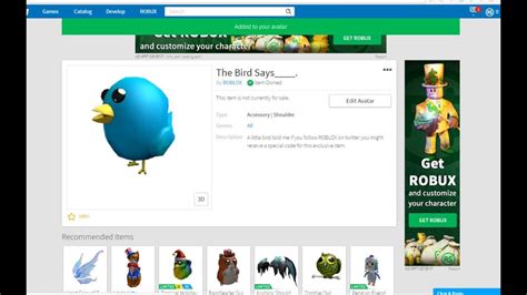 How To Get A Blue Bird On Robloxpromocodesfree Youtube