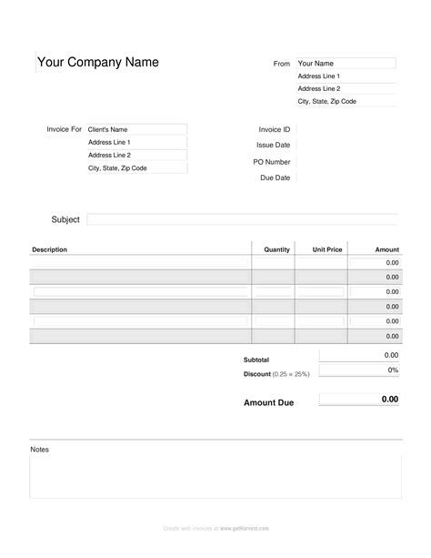Blank Work Company Invoice | Templates at allbusinesstemplates.com