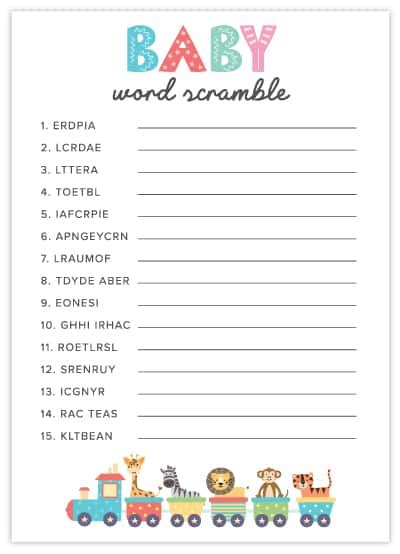Baby Scramble Printable Worksheets 36 Adorable Baby Shower Word