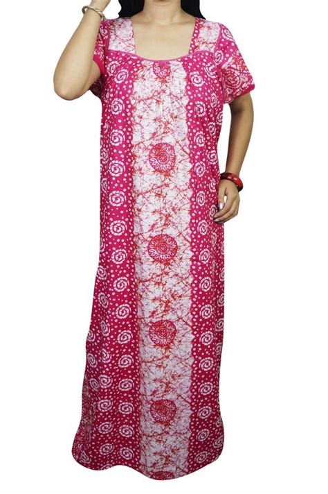 Indiatrendzs Women Cotton Nighty Batik Print Pink Sleepwear Maxi Night Gown 48 Ebay Cotton