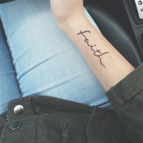 Small Forearm Tattoo Saying Faith On Aysh