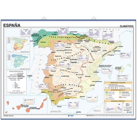 Carte Murale De Lespagne Géologique Climat