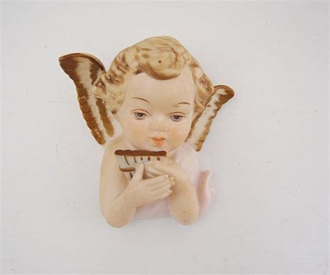 Ceramic Angel Figurine Cherub Wall Decor Tilso Japan Etsy Ceramic