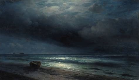 Moonlit Night At Sea Painting By Ivan Konstantinovich Aivazovsky