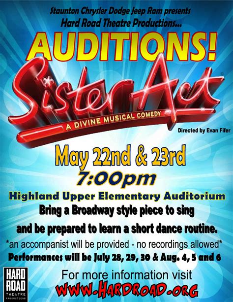 SISTER ACT Audition Information | Hard Road Theatre