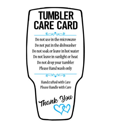 These free, printable cards can be printed from your home or office iin minutes. Tumbler Care Card SVG PNG PDF Printable Cutout | Etsy