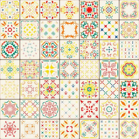 Seamless tile pattern. Colorful boho pattern. Ornament pattern. Square flower pattern. Unusual 