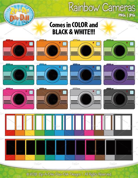 Rainbow Camera Clip Art Set Graphics Creative Market