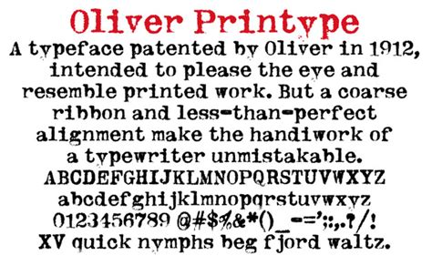 Free Typewriter Font Oliver Printype