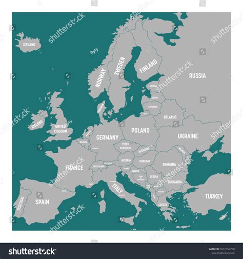 Map Europe Names Sovereign Countries Ministates Stock Vector Royalty