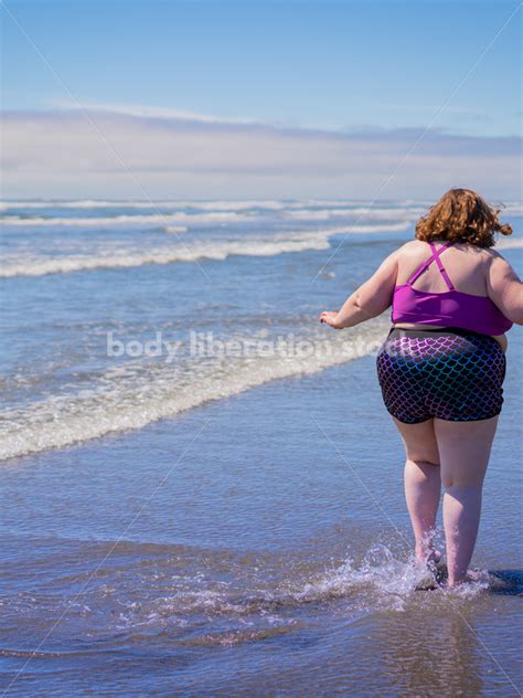 Body Positive Stock Photo Fat Woman On Beach Body Liberation For All Body Positive Stock And