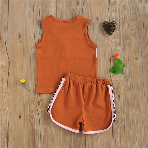 1 5y Girls Clothes Set Summer Sleeveless Sunflower Vest Short Pants 2