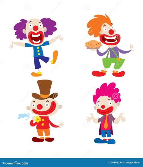 Clown Character Vector Cartoon Illustrations Stock Vector