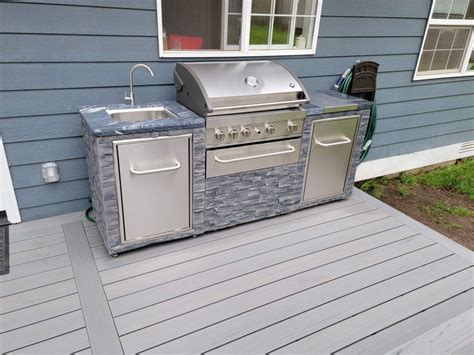 Members Mark Ss304 Deluxe Stacked Stone 4 Burner Grill Island For Sale