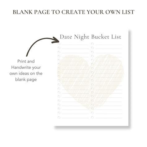 Printable Date Night Bucket List Blank Template Included Buck And Co