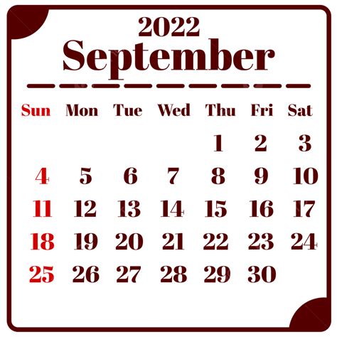 2022년 9월 클래식 심플한 프레임 캘린더 2022 일러스트 달 일러스트 2022 년 9 월 20 일 달력 2022