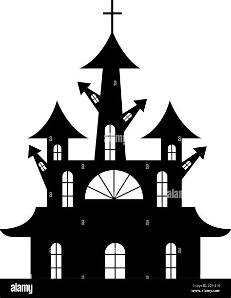Halloween House With Cross Design Holiday And Scary Theme Vector